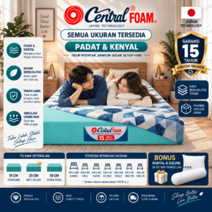 Kasur Busa Central Foam D20 Original Density 20 Firm Kenyal Garansi 15 Tahun Semua Ukuran