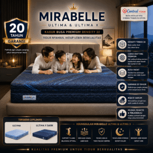 Kasur Busa Mirabelle Ultima by Central Foam Original D22 Density 22 Cover Knitting Resleting Garansi 20 Tahun